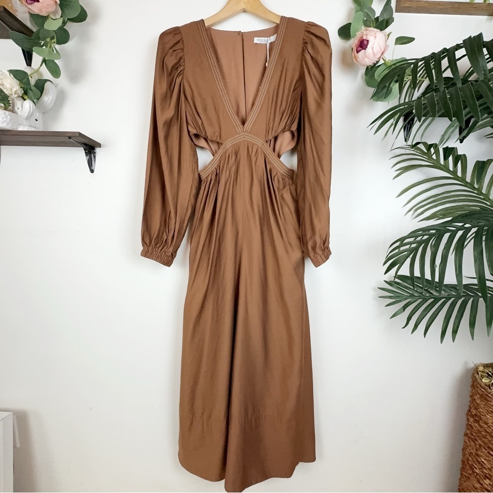 NWT Mon Renn Revive Midi Dress in Chocolate Brown Size Small - Picture 3 of 8